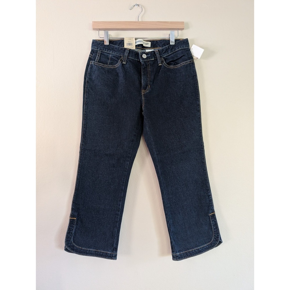 NWT GAP Cropped Bootcut Jeans Straight Dark Denim Contrast Stitch Deadstock Sz 6
